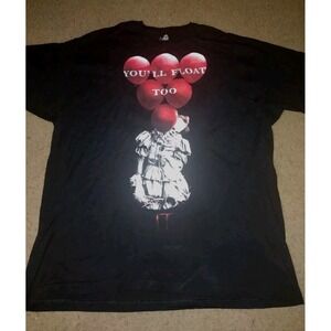 It The Movie Pennywise You'll Float Too Graphic Black T-Shirt Size 2XL